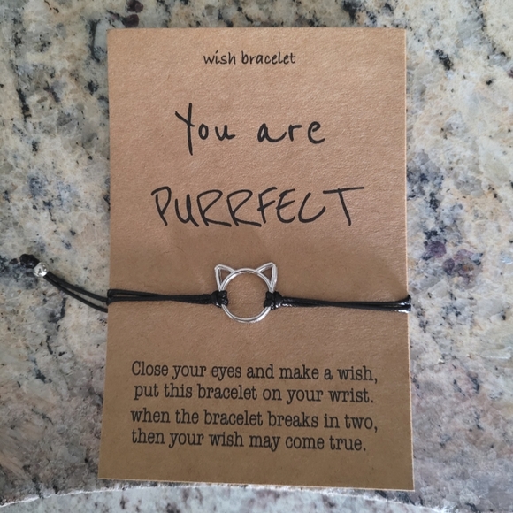 Silver Cat You are Purrfect Black Bracelet ✨️ - Picture 2 of 7